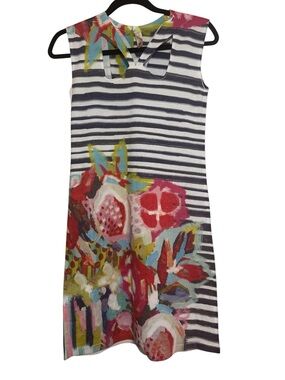 Atelier 5 Gozde Yilmaz Abstract Floral Striped Sleeveless Dress Size XS
